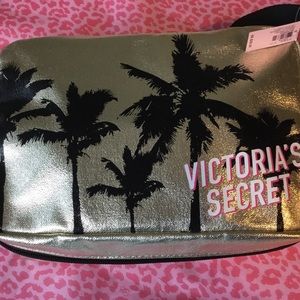 Victoria's Secret Gold Zip Travel Makeup Case